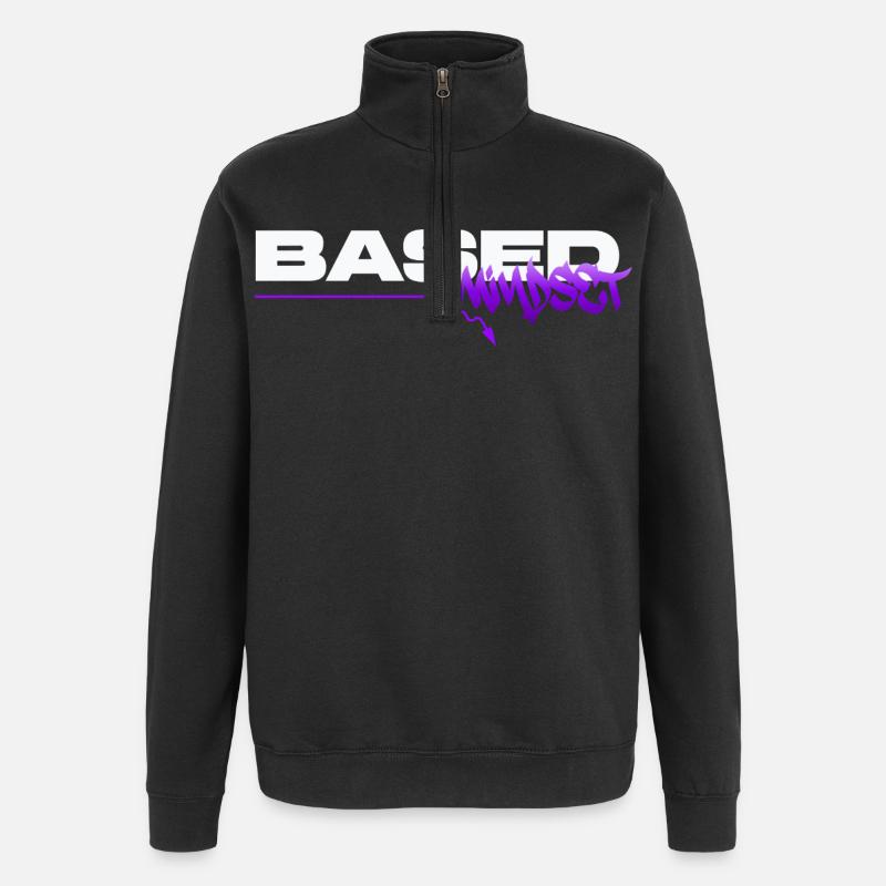 Based Mindset – Streetwear Graffiti Mentality - Quarter-Zip-Sweatshirt - Schwarz