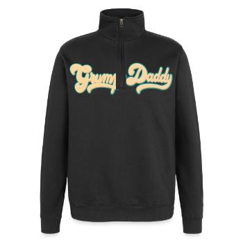 Script rétro de Grumpy Daddy - Couleur « Groovy Baby » - Sweat à zip 1/4 - noir - Devant - AI Model Female 172 light (172cm) & AI Model Male 178 dark (178cm)