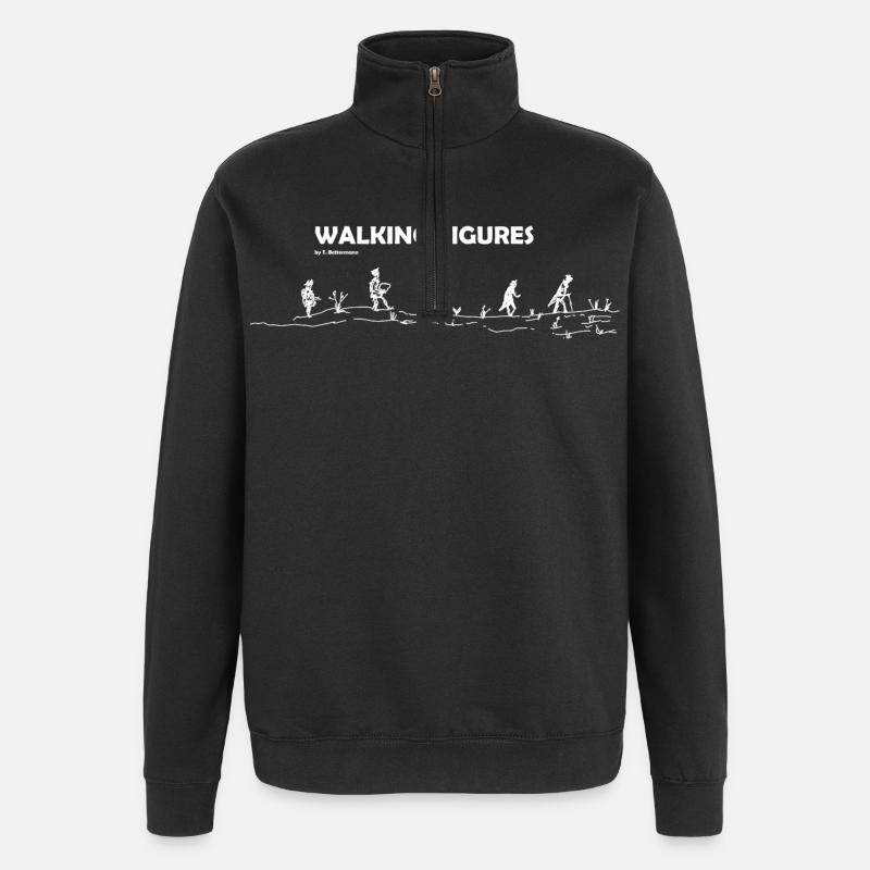 Figures de marche blanc - Sweat à zip 1/4 - noir
