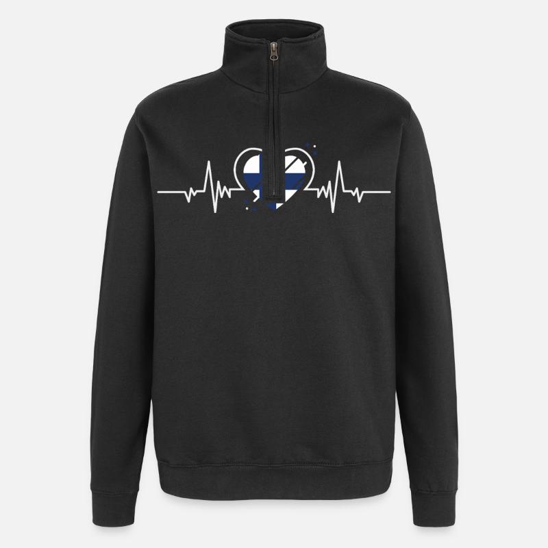 Finnland Herzfrequenz-Ticket Geschenk - Quarter-Zip-Sweatshirt - Schwarz