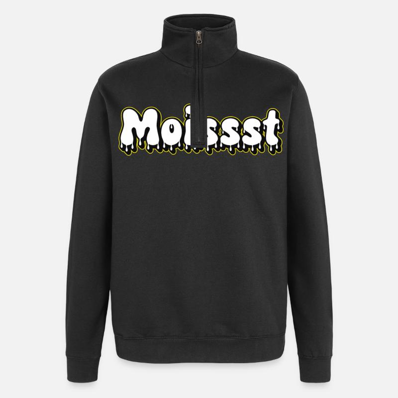 Logo du texte humide - Sweat à zip 1/4 - noir
