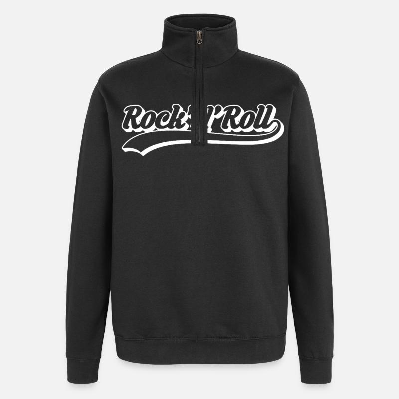 Rock 'N' Roll Retro Script - Quarter-Zip Sweatshirt - black