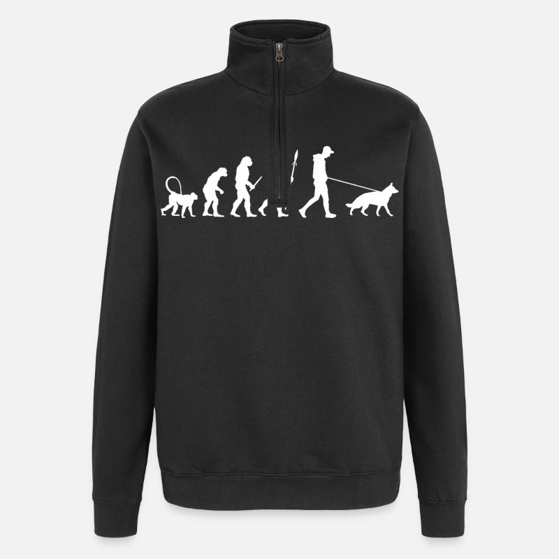 Évolution du berger allemand - Sweat à zip 1/4 - noir
