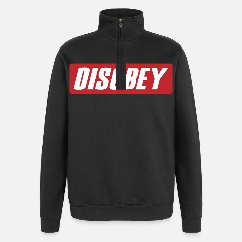 Désobéir Couleurs modifiables - Sweat à zip 1/4 - noir