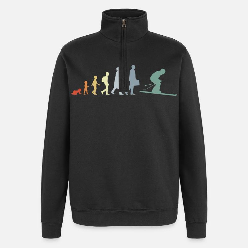 Evolution of skiing - Quarter-Zip Sweatshirt - black
