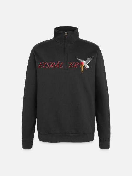 Eisräuber Design mit fliegender Möwe - Quarter-Zip Sweatshirt - black