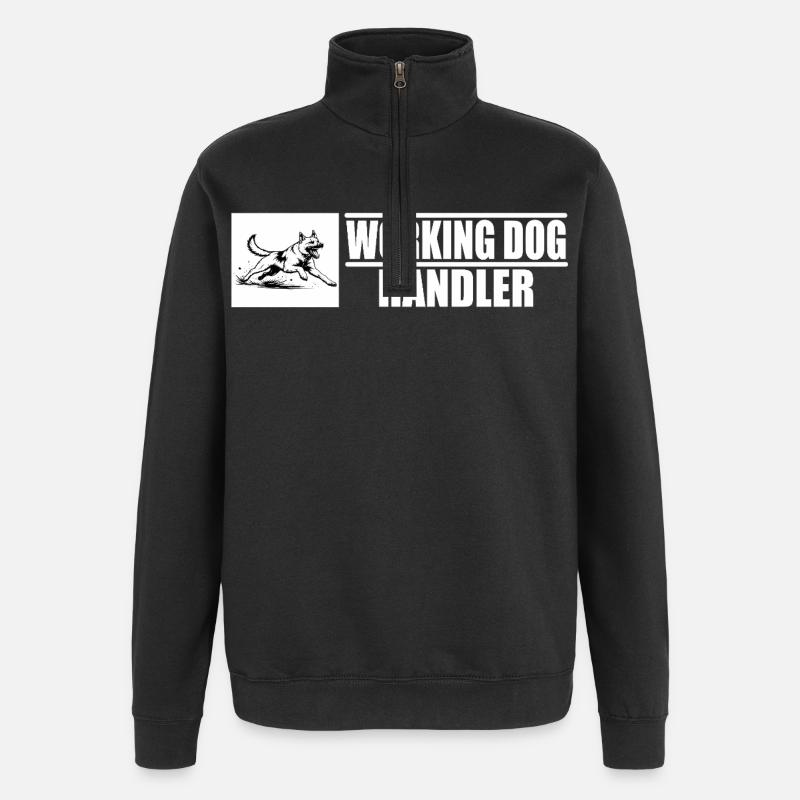 Working Dog Handler Motif - Quarter-Zip Sweatshirt - black