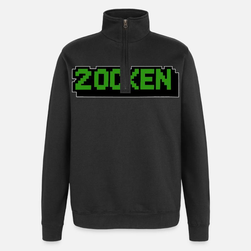 Lettering Zocken Retro Computer - Sweat à zip 1/4 - noir