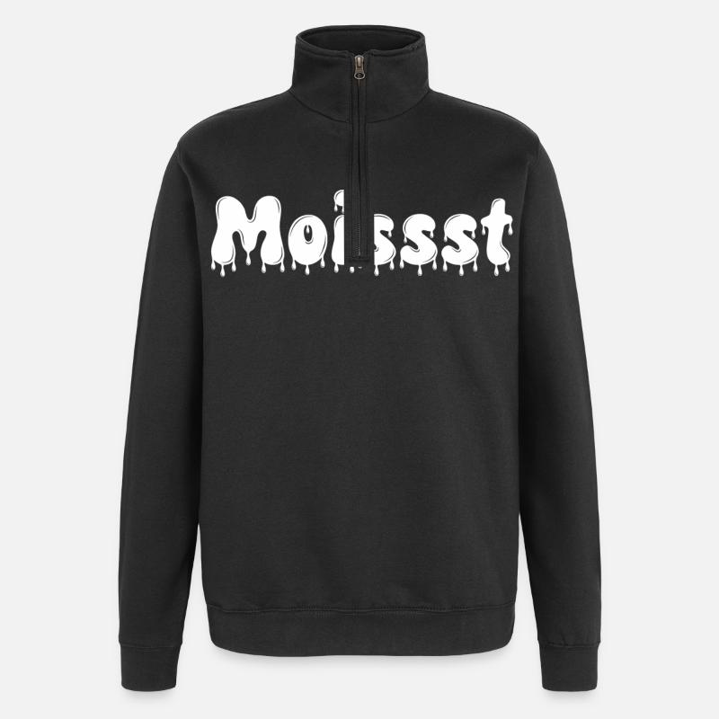 Texte humide et dégoulinant - Sweat à zip 1/4 - noir