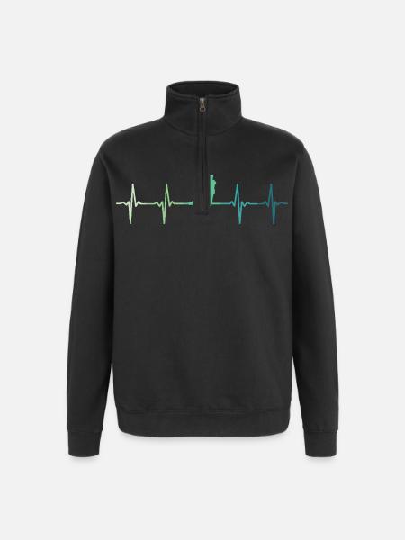 Handball, Herzschlag, Handball - Quarter-Zip-Sweatshirt - Schwarz
