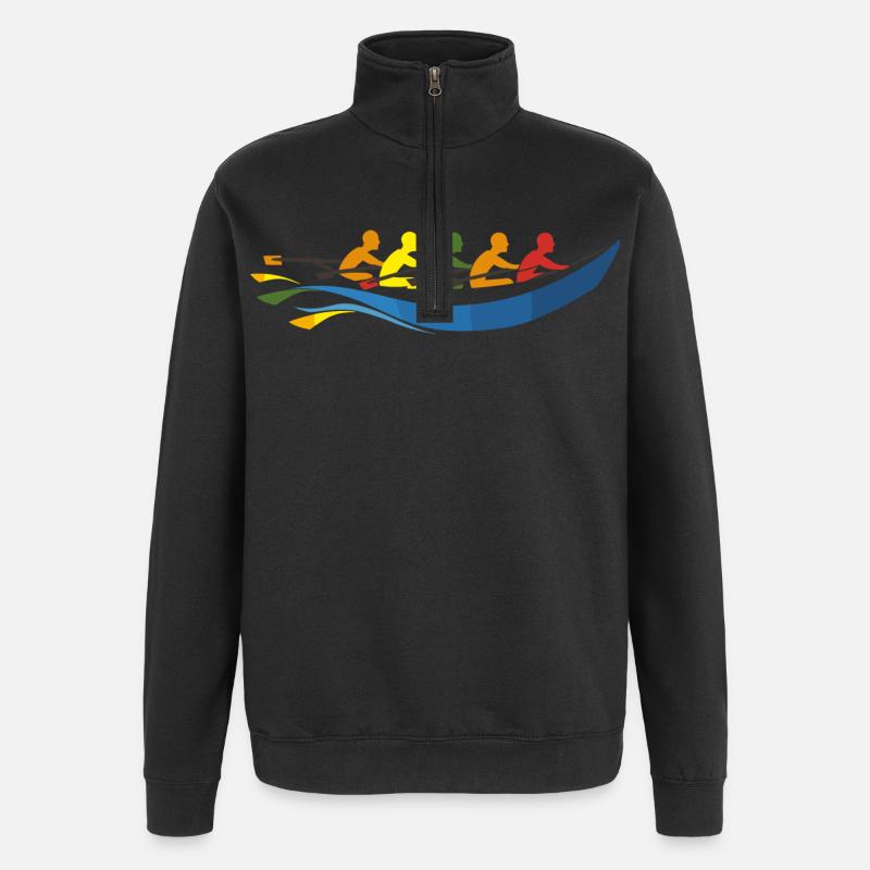 Rowing Team Comic Look - Quarter-Zip Sweatshirt - black