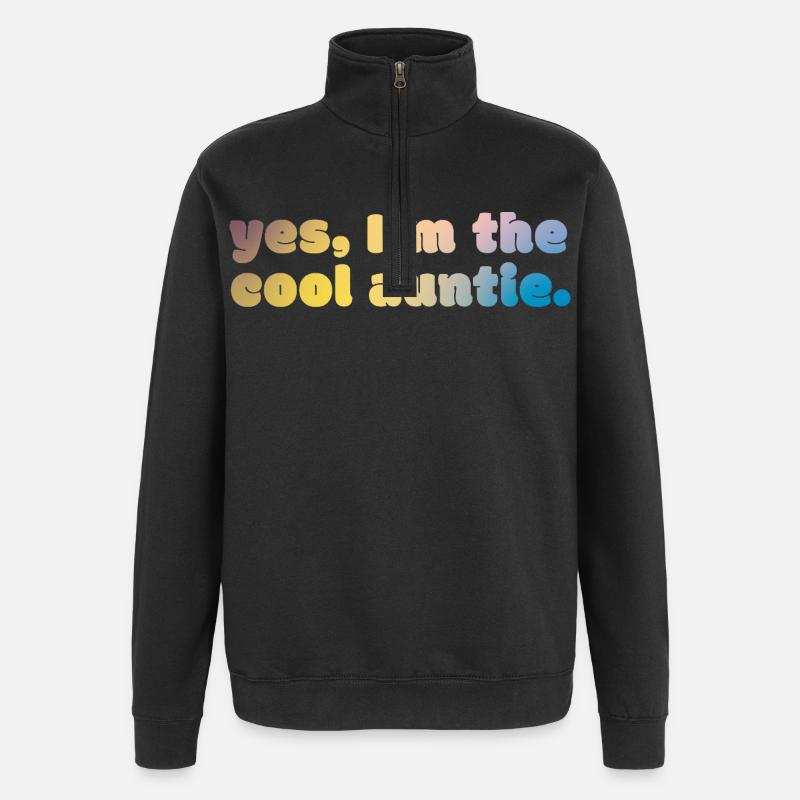 Déclaration de tante cool - Sweat à zip 1/4 - noir