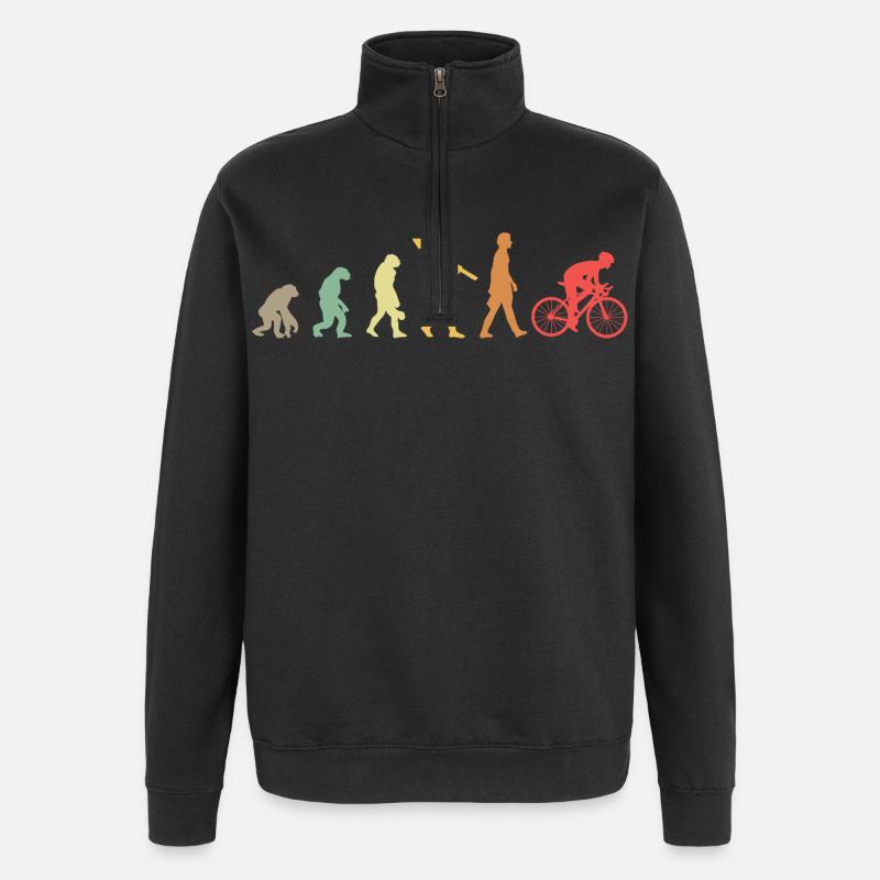 Evolution Cycling Fahrrad Rennrad Entwicklung Retr - Quarter-Zip-Sweatshirt - Schwarz
