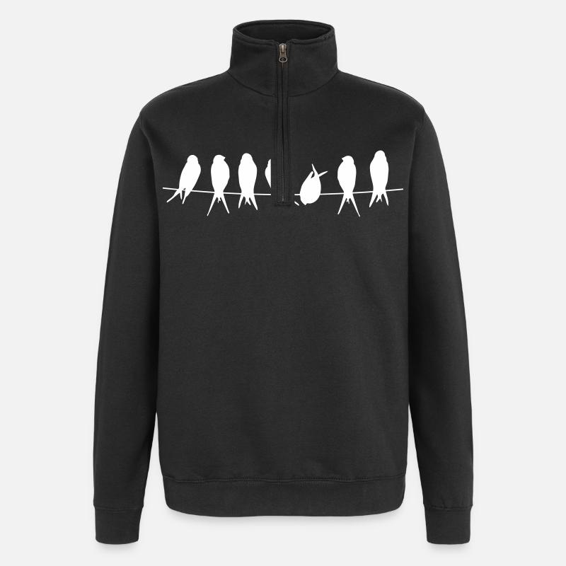 Silhouettes d’oiseaux chanteurs sur branche - Sweat à zip 1/4 - noir