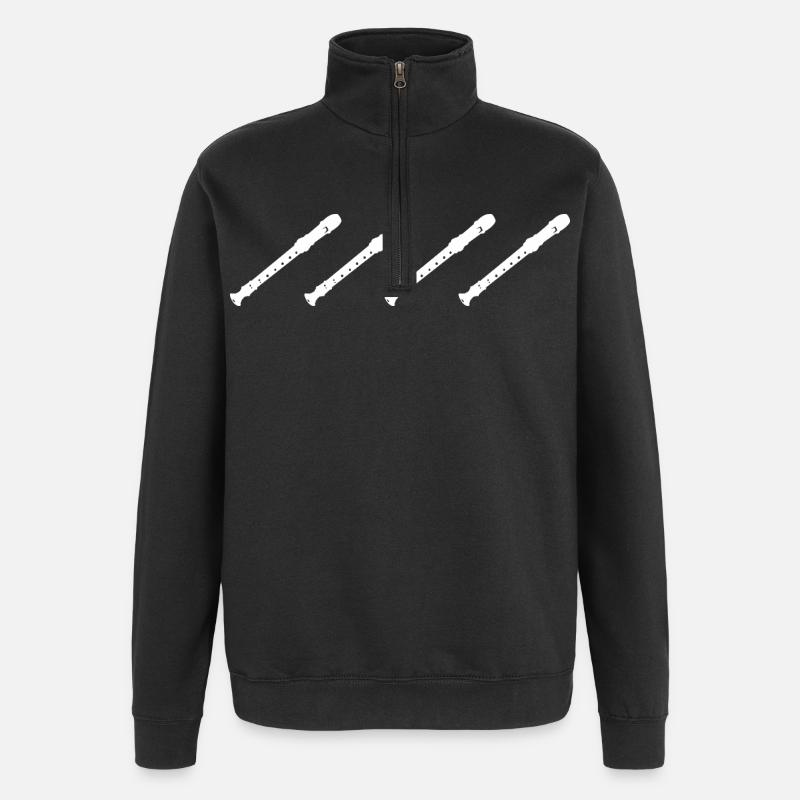 Retro Flöten - Quarter-Zip-Sweatshirt - Schwarz