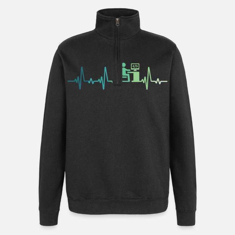 Heartbeat Programmer-Entwickler - Quarter-Zip-Sweatshirt - Schwarz