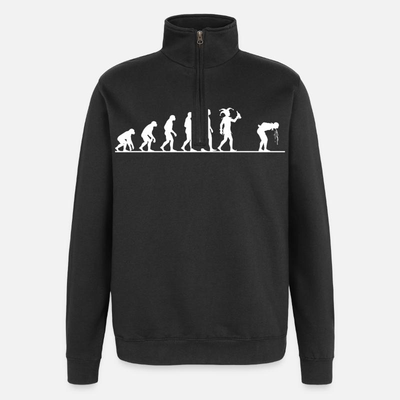 Karneval Evolution – Vom Affen zum Narren - Quarter-Zip-Sweatshirt - Schwarz