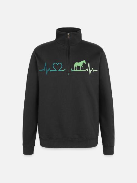 Mein Pferd, Herzschlag, Pferde, - Quarter-Zip-Sweatshirt - Schwarz