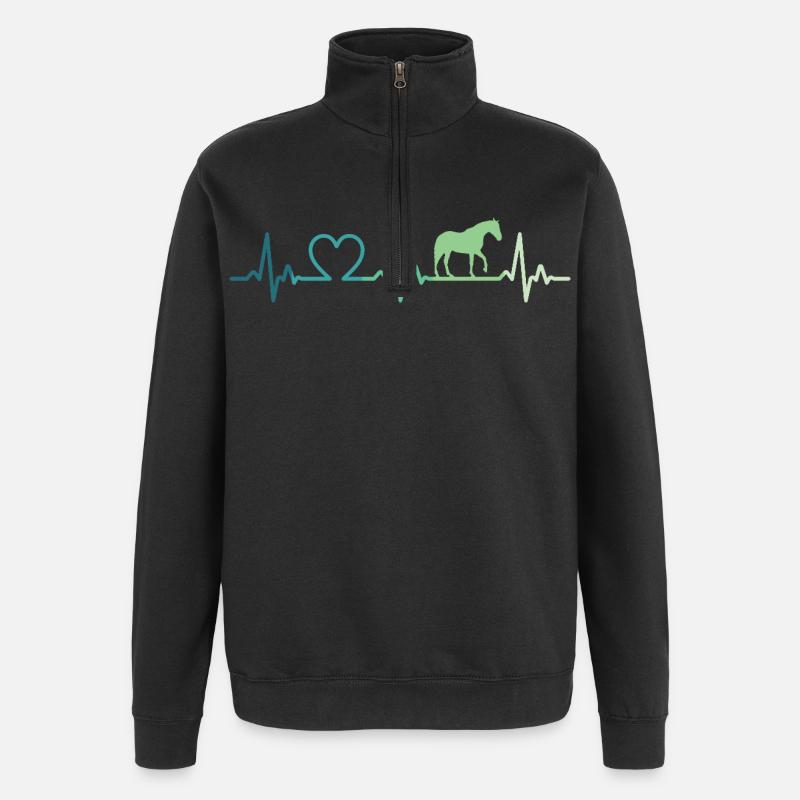 mon cheval battement de coeur chevaux - Sweat à zip 1/4 - noir