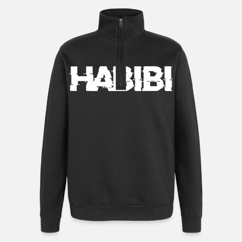Habibi lettering - Quarter-Zip Sweatshirt - black
