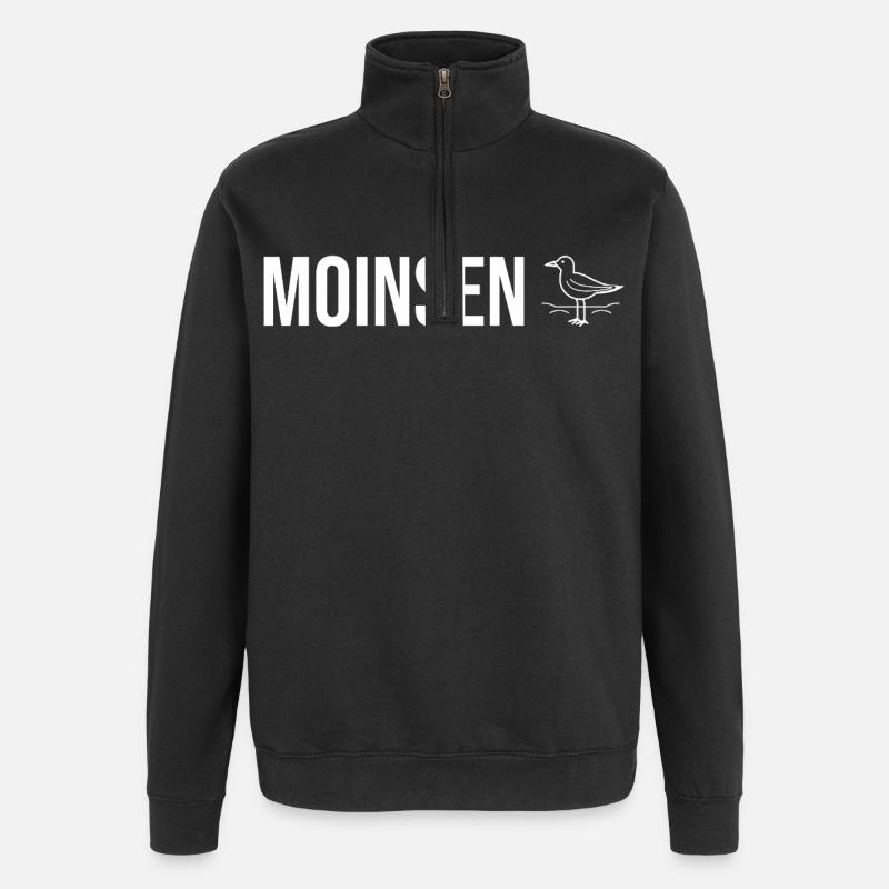 "Moinsen" - Möwen Edition - Quarter-Zip-Sweatshirt - Schwarz