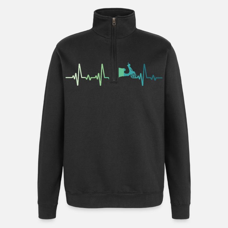 Scooter-Herzschlag-Mopedroller - Quarter-Zip-Sweatshirt - Schwarz