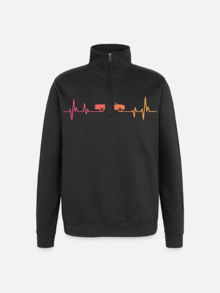 Sunset Pickup Heartbeat Car Pickup - Quarter-Zip Sweatshirt - black