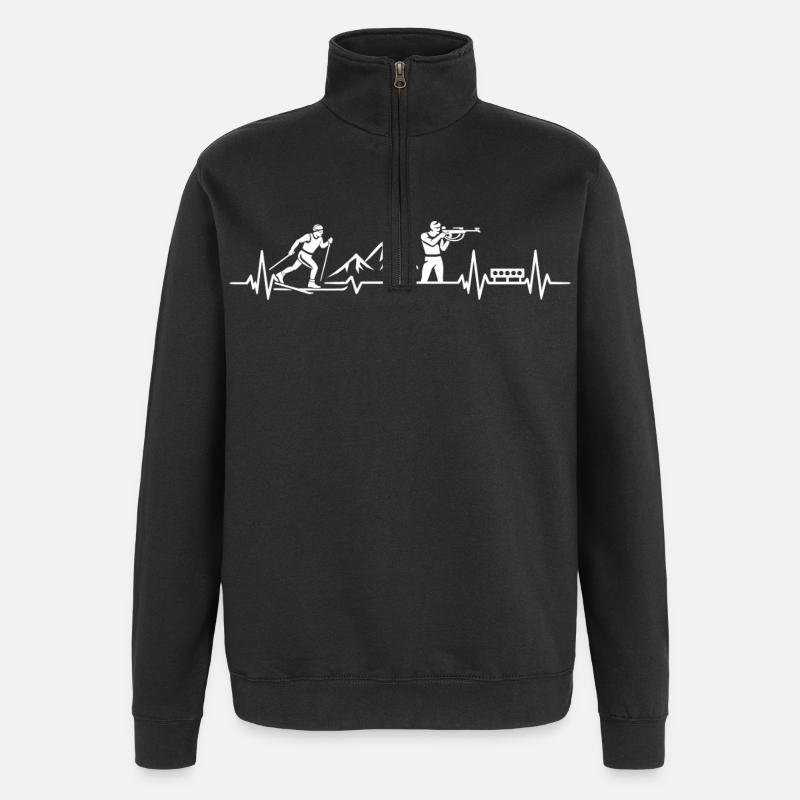 Biathlon Geschenk Biathlet Wintersport - Quarter-Zip-Sweatshirt - Schwarz
