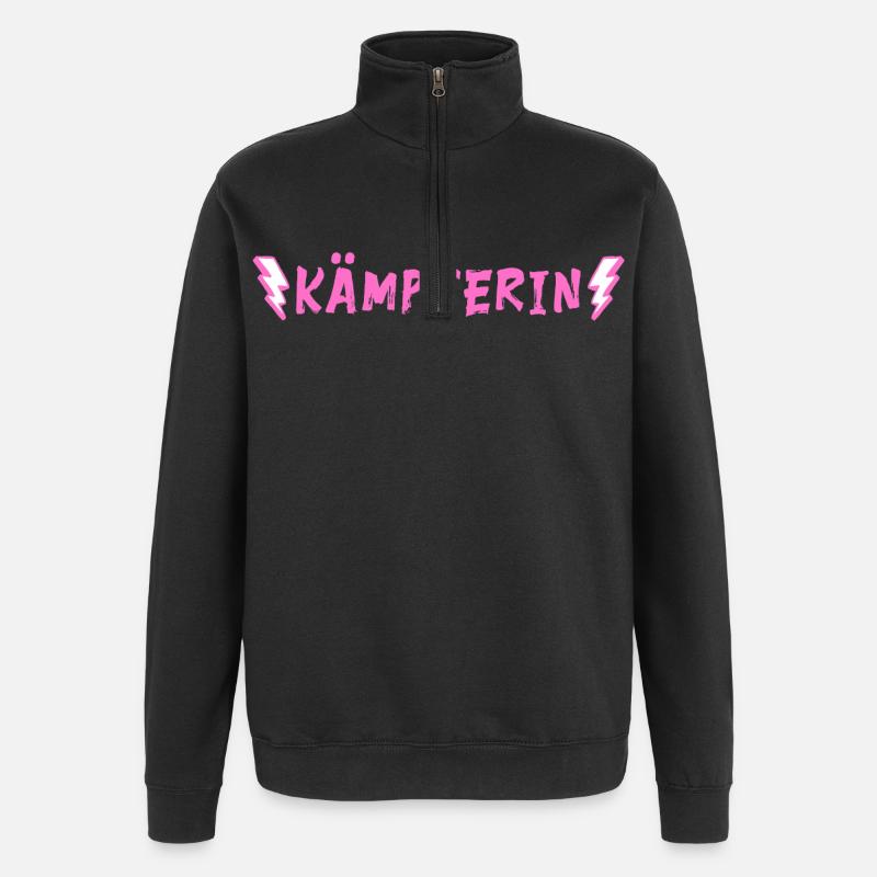 Kämpferin - Quarter-Zip-Sweatshirt - Schwarz