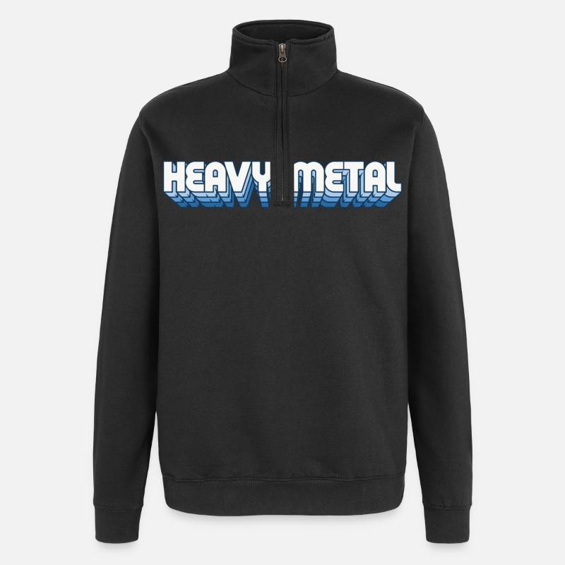 Heavy Metal Style Rétro Texte Logo - Sweat à zip 1/4 - noir