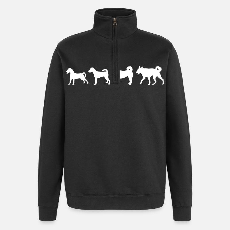 Évolution du chien - Sweat à zip 1/4 - noir