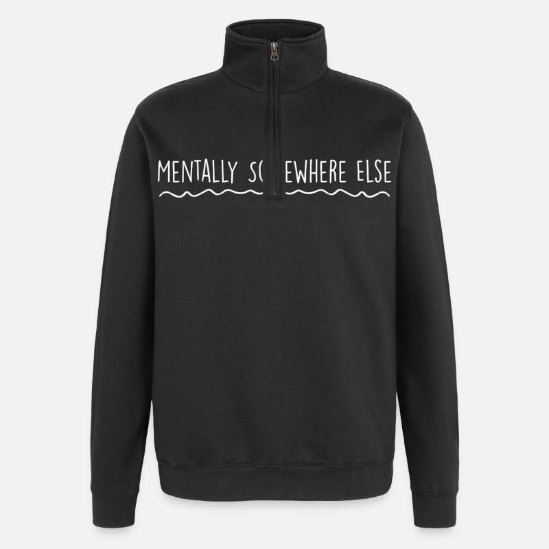 Mentally elsewhere - Quarter-Zip Sweatshirt - black