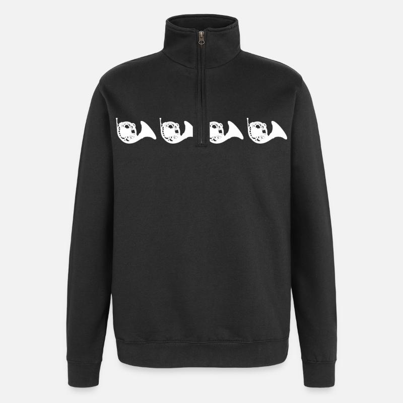 Retro Waldhörner - Quarter-Zip-Sweatshirt - Schwarz