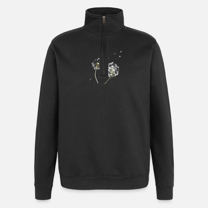 Weiße Löwenzahn-Silhouette - Quarter-Zip-Sweatshirt - Schwarz