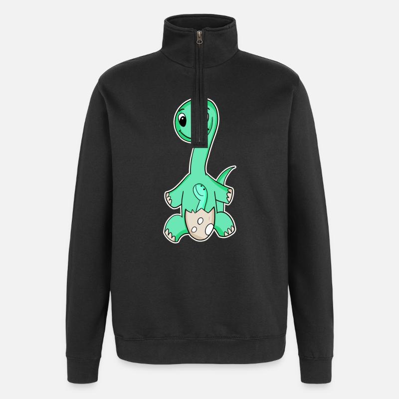 Dinosaurier mit Baby Dinosaurier - Quarter-Zip-Sweatshirt - Schwarz