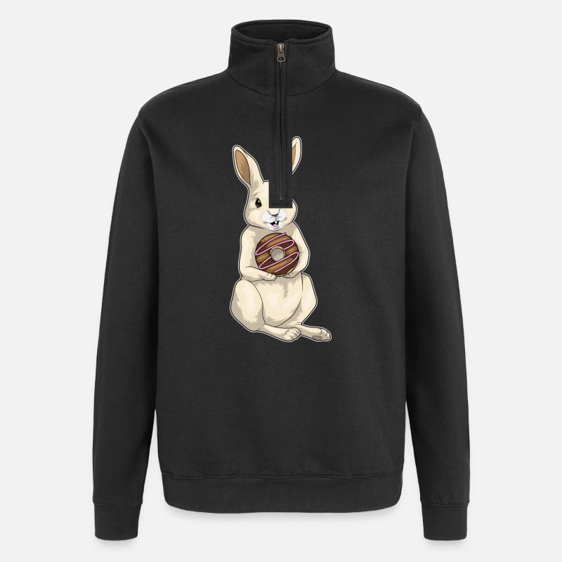 Bunny Donut - Quarter-Zip Sweatshirt - black