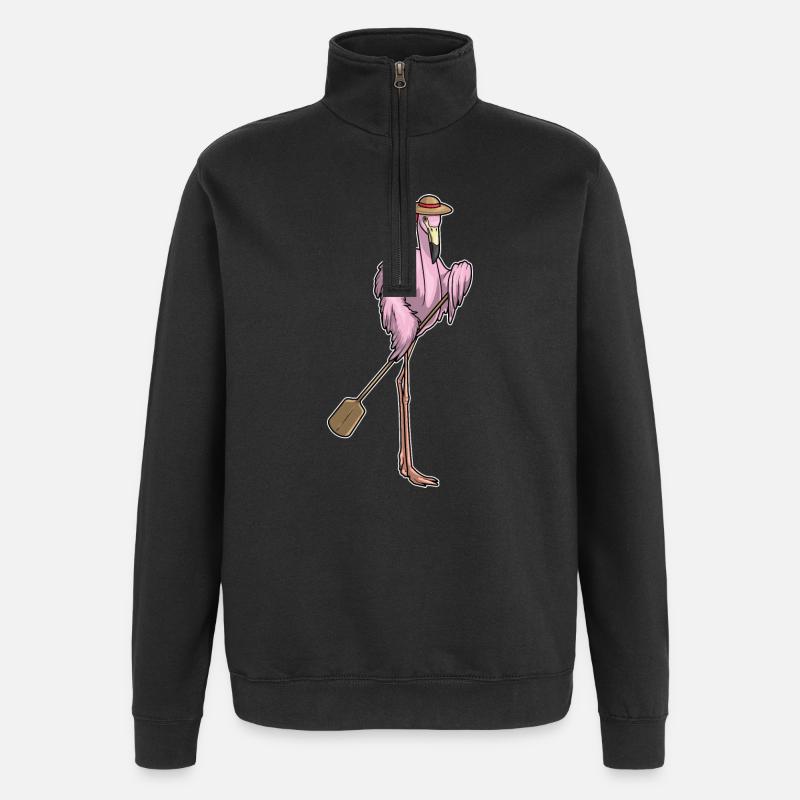 Flamingo Paddle - Quarter-Zip Sweatshirt - black