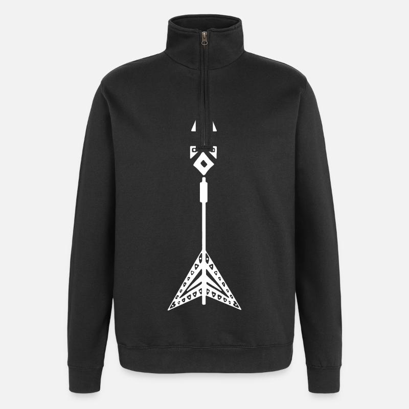 Symbole blanc d'une flèche amérindienne - Sweat à zip 1/4 - noir