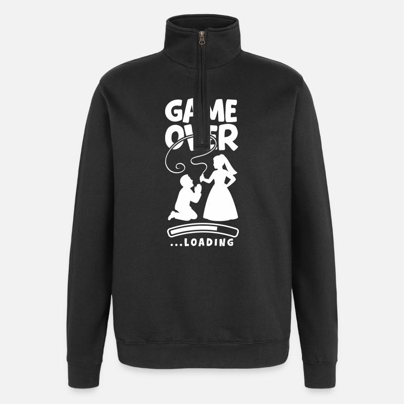 Game Over Hochzeit Ehepaar - Quarter-Zip-Sweatshirt - Schwarz