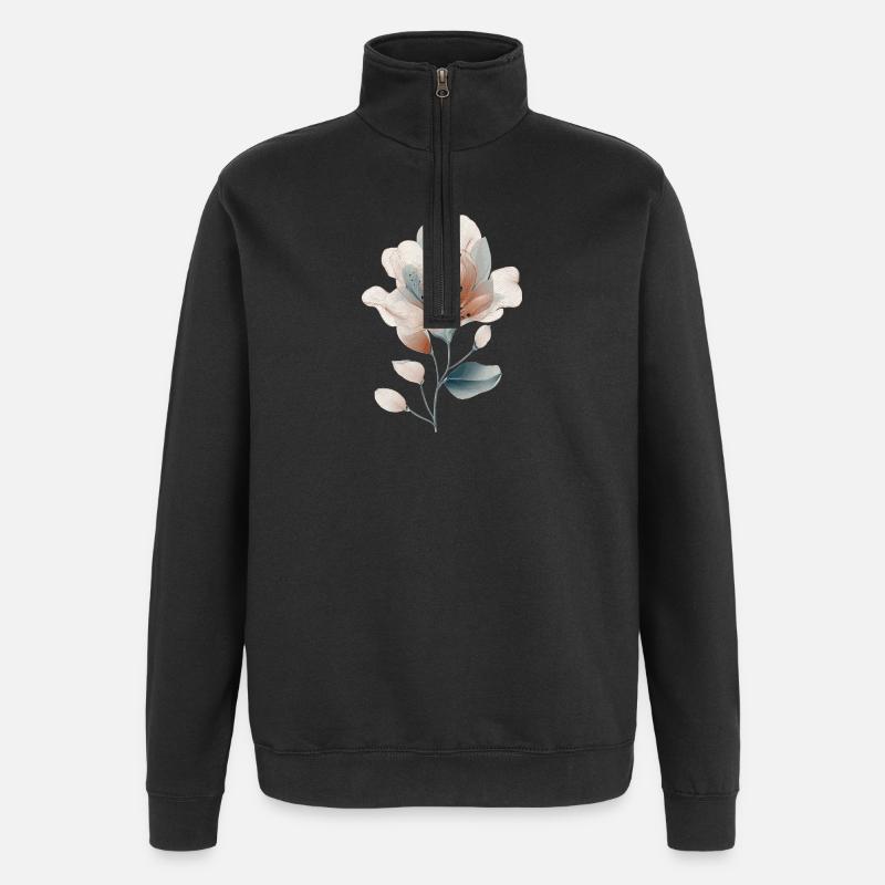 zarte Blume - Quarter-Zip-Sweatshirt - Schwarz