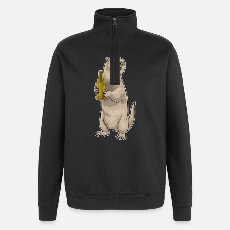 Bouteille de bière Otter - Sweat à zip 1/4 - noir
