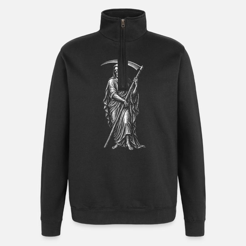 Sensenmann mit Sense. - Quarter-Zip-Sweatshirt - Schwarz