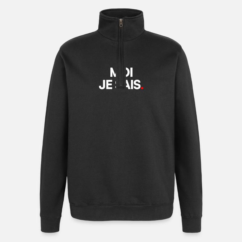 Moi je sais - Sweat à zip 1/4 - noir