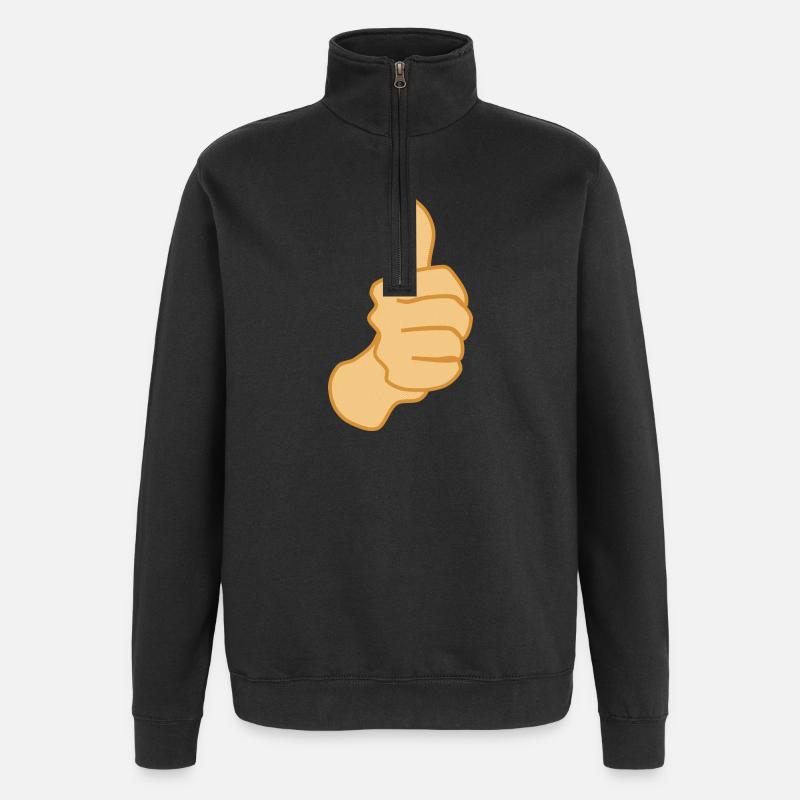 Daumenhoch Symbol Positiv - Quarter-Zip-Sweatshirt - Schwarz