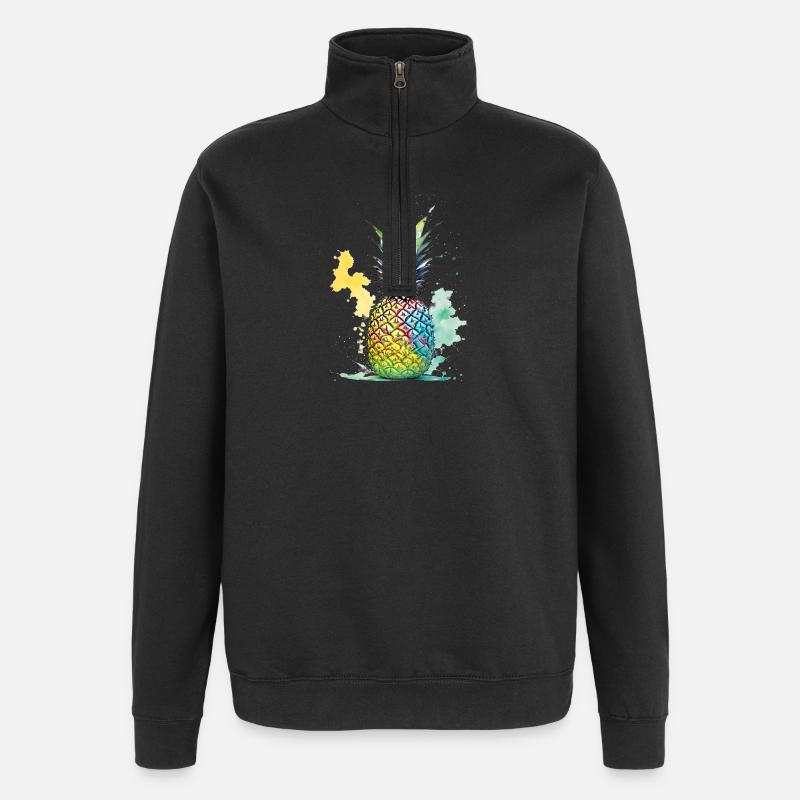 Ananas - Sweat à zip 1/4 - noir