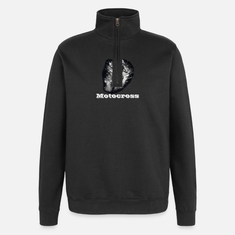 Motocross white - Quarter-Zip Sweatshirt - black