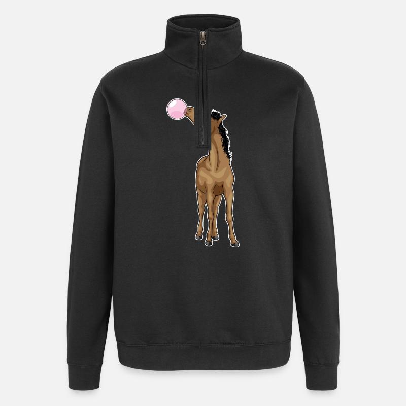 Pferd Kaugummi - Quarter-Zip-Sweatshirt - Schwarz