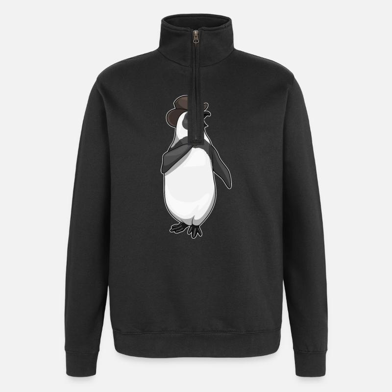 Pinguin Bräutigam Ehering Hochzeit - Quarter-Zip-Sweatshirt - Schwarz