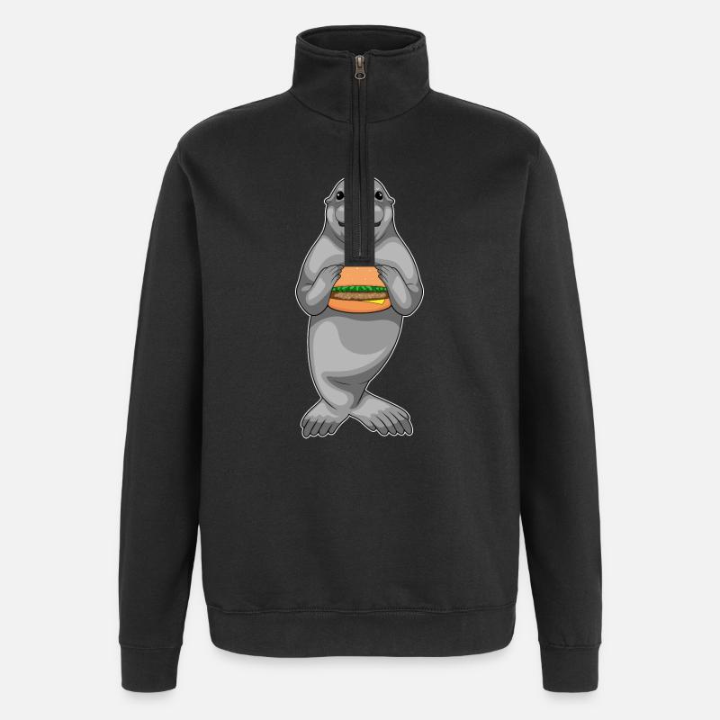 Seal Hamburger - Quarter-Zip Sweatshirt - black