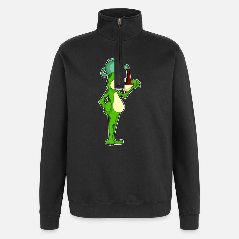 Cafetière grenouille - Sweat à zip 1/4 - noir